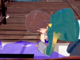 KonoSuba Yaoi - Kazuma blowjob with cum in his mouth - Japanese Asian Manga anime game dirty clip gay